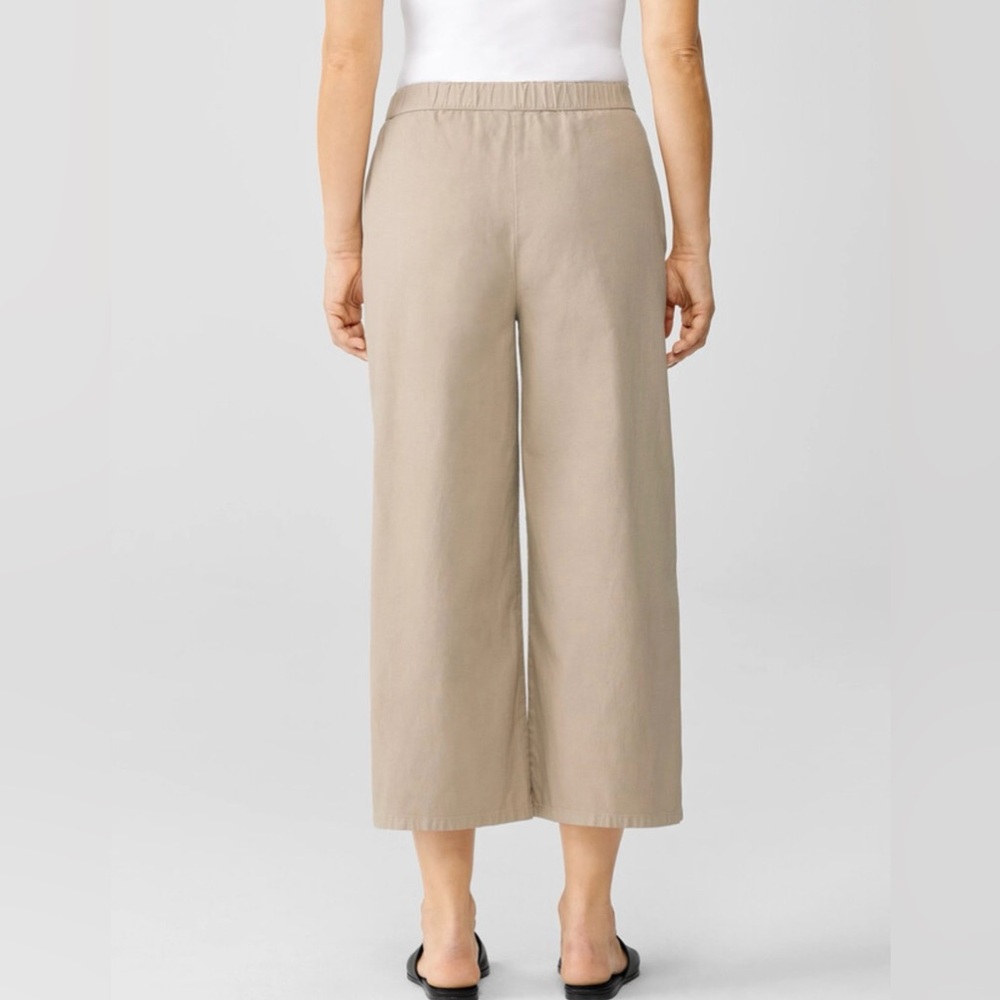 Eileen Fisher Cotton Hemp Stretch Wide Leg Cropped Pants XXS beige minimalist - Picture 4 of 11